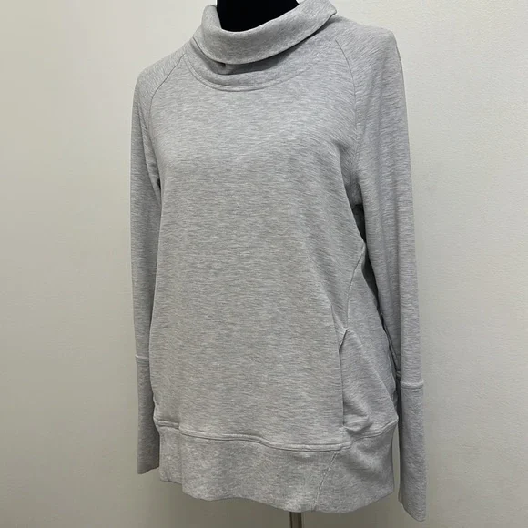 Lululemon Women High Lines Cowl Neck Pullover Sweatshirt Grey Size  10 - Picture 3 of 6